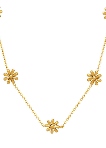 Fairy temperament, floral fresh design, daisy titanium steel gold-plated necklace does not fade, the same jewelry of Internet celebrity bloggers