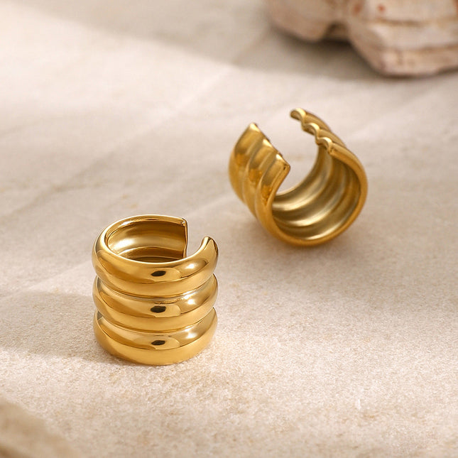 Jieding Europe and America pierced ear clips high-end exaggerated earrings stainless steel C-type earrings cross-border ear bone clips wholesale