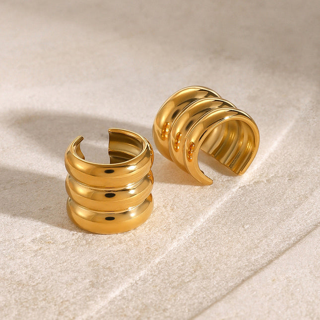 Jieding Europe and America pierced ear clips high-end exaggerated earrings stainless steel C-type earrings cross-border ear bone clips wholesale