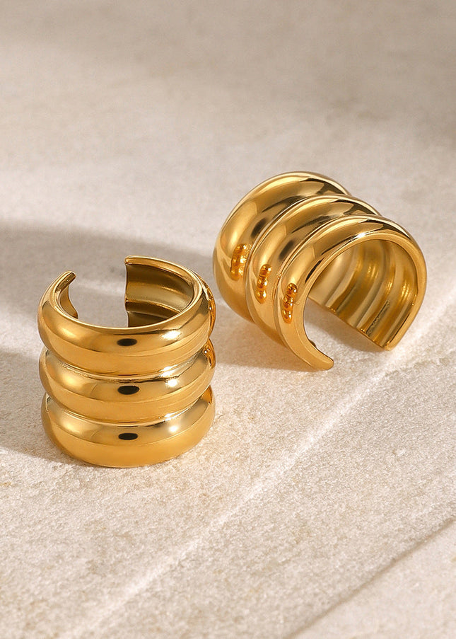 Jieding Europe and America pierced ear clips high-end exaggerated earrings stainless steel C-type earrings cross-border ear bone clips wholesale