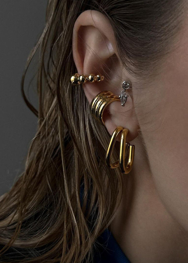 Jieding Europe and America pierced ear clips high-end exaggerated earrings stainless steel C-type earrings cross-border ear bone clips wholesale