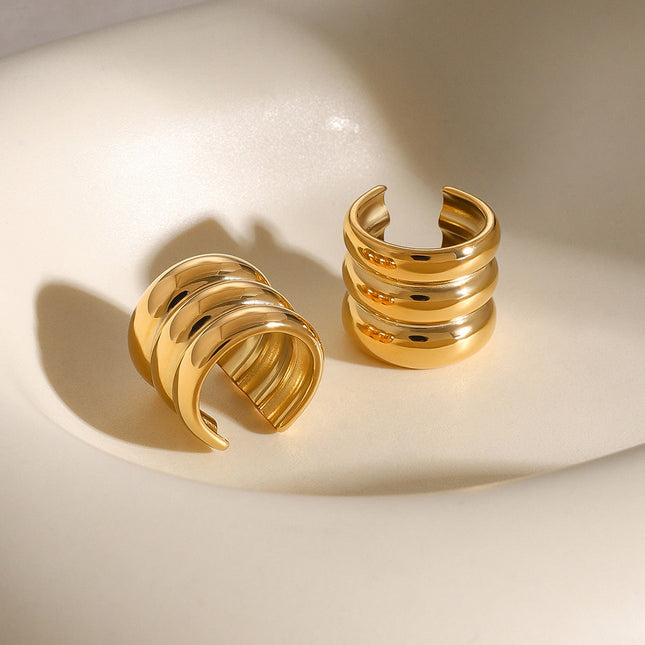 Jieding Europe and America pierced ear clips high-end exaggerated earrings stainless steel C-type earrings cross-border ear bone clips wholesale