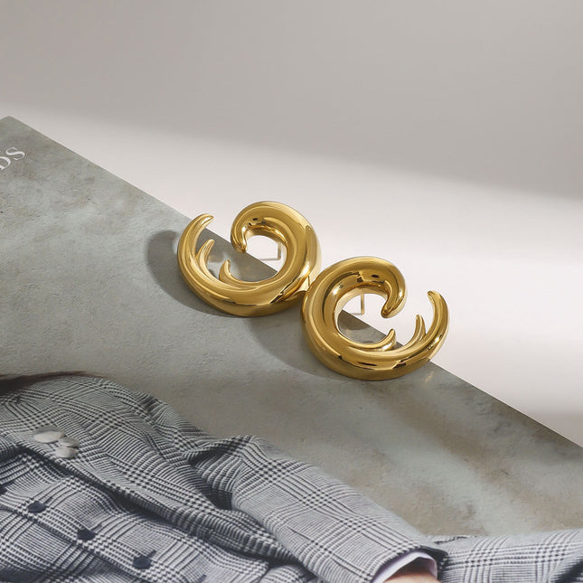 Jieding European and American 18k gold titanium steel earrings do not fade earrings, light luxury high-end earrings, stainless steel jewelry cross-border