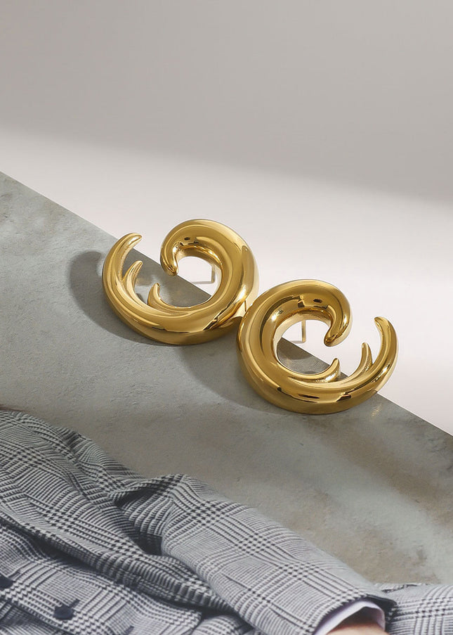 Jieding European and American 18k gold titanium steel earrings do not fade earrings, light luxury high-end earrings, stainless steel jewelry cross-border