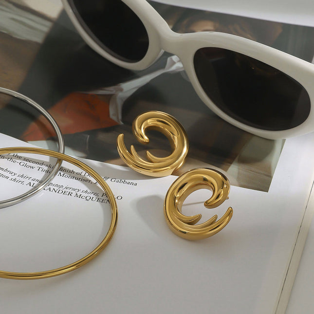 Jieding European and American 18k gold titanium steel earrings do not fade earrings, light luxury high-end earrings, stainless steel jewelry cross-border