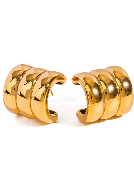 Jieding European and American stainless steel C-shaped earrings high-quality ins stud earrings 18k titanium steel earrings cross-border earrings