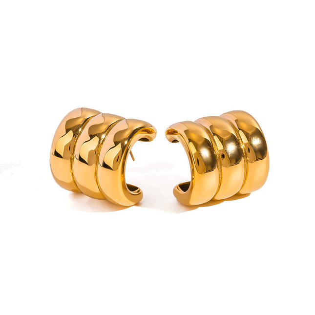 Jieding European and American stainless steel C-shaped earrings high-quality ins stud earrings 18k titanium steel earrings cross-border earrings