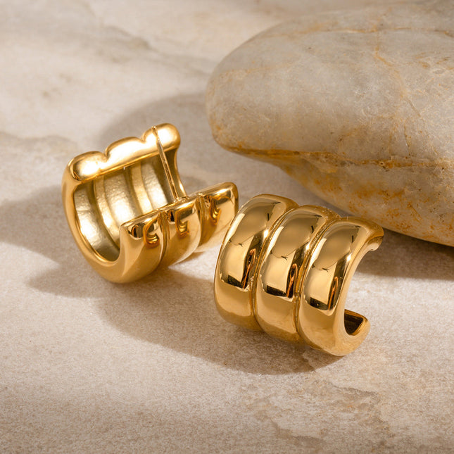 Jieding European and American stainless steel C-shaped earrings high-quality ins stud earrings 18k titanium steel earrings cross-border earrings