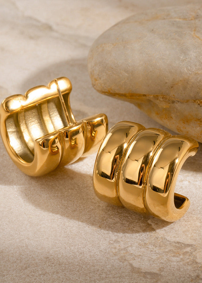 Jieding European and American stainless steel C-shaped earrings high-quality ins stud earrings 18k titanium steel earrings cross-border earrings