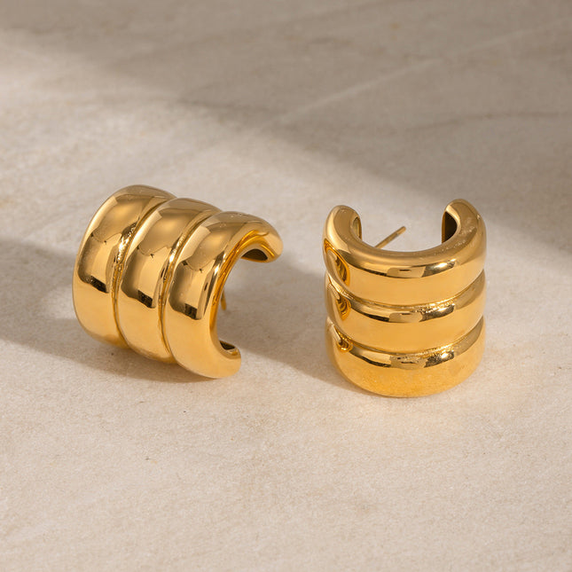 Jieding European and American stainless steel C-shaped earrings high-quality ins stud earrings 18k titanium steel earrings cross-border earrings