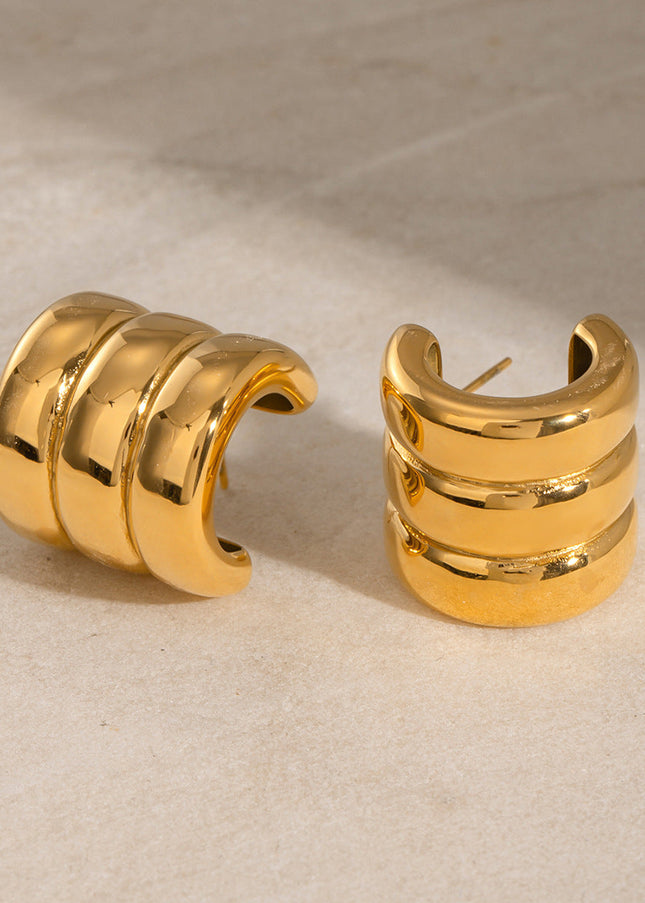 Jieding European and American stainless steel C-shaped earrings high-quality ins stud earrings 18k titanium steel earrings cross-border earrings