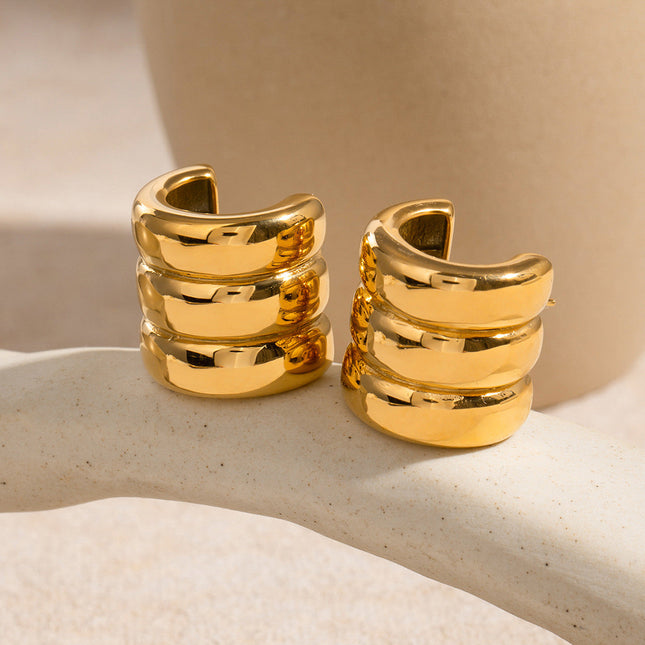 Jieding European and American stainless steel C-shaped earrings high-quality ins stud earrings 18k titanium steel earrings cross-border earrings