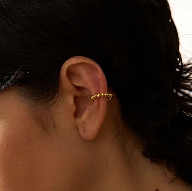 Jieding European and American stainless steel gold ear bone clip premium piercing-free ear clip titanium steel earrings cross-border earrings