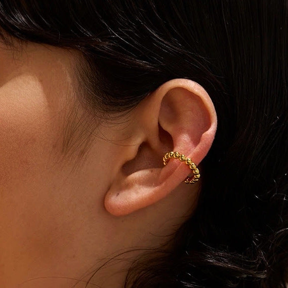 Jieding European and American stainless steel gold ear bone clip premium piercing-free ear clip titanium steel earrings cross-border earrings