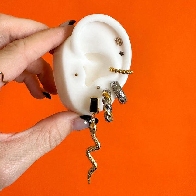 Jieding European and American stainless steel gold ear bone clip premium piercing-free ear clip titanium steel earrings cross-border earrings