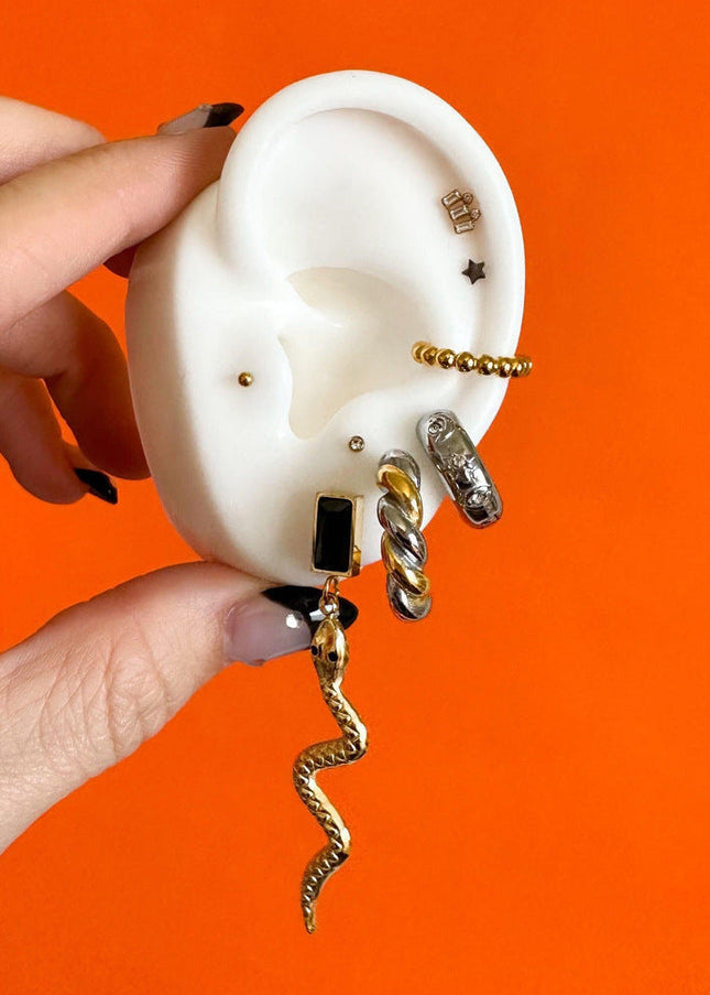 Jieding European and American stainless steel gold ear bone clip premium piercing-free ear clip titanium steel earrings cross-border earrings