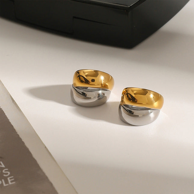 Jieding European and American stainless steel color-blocked ear clips, high-end sense of no ear piercing, ear bone clips, titanium steel earrings, earrings cross-border