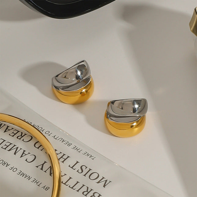 Jieding European and American stainless steel color-blocked ear clips, high-end sense of no ear piercing, ear bone clips, titanium steel earrings, earrings cross-border