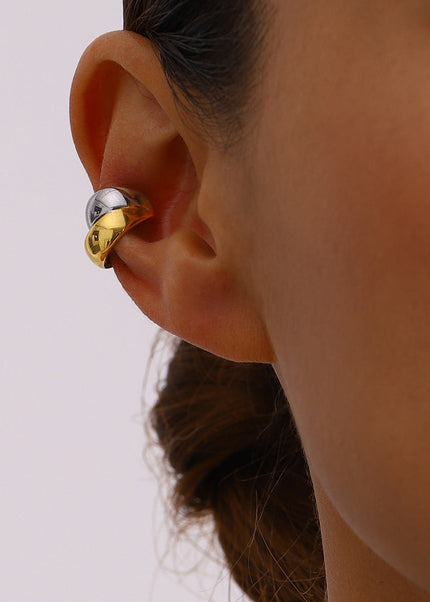 Jieding European and American stainless steel color-blocked ear clips, high-end sense of no ear piercing, ear bone clips, titanium steel earrings, earrings cross-border