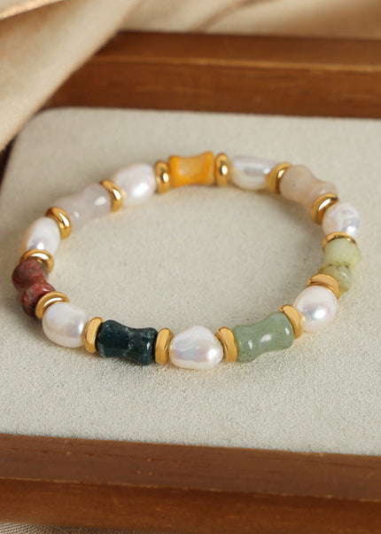 European and American new retro light luxury natural stone handmade beaded baroque freshwater pearl bracelet fashion jewelry women