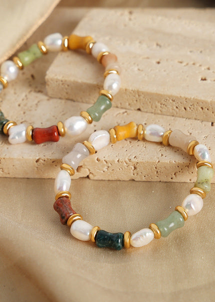 European and American new retro light luxury natural stone handmade beaded baroque freshwater pearl bracelet fashion jewelry women