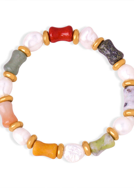 European and American new retro light luxury natural stone handmade beaded baroque freshwater pearl bracelet fashion jewelry women