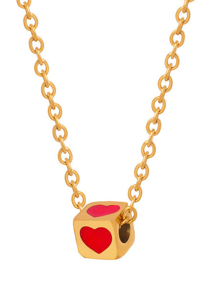 New simple niche design sweet wind cartoon square heart titanium steel pendant necklace fashion and versatile jewelry women