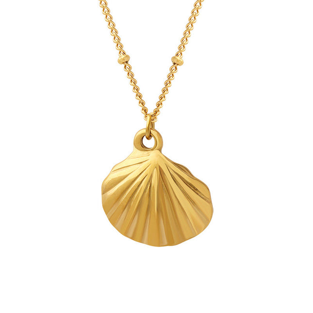 Korean ins, fashion, commuting, traveling, vacation, style jewelry, scallop pendant, necklace, gold-plated and non-fading P948