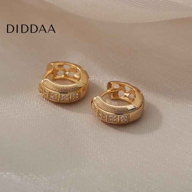 Etoile Earrings | Gold Circular Zirconia Stone Hoop Earrings - Gold - Earrings