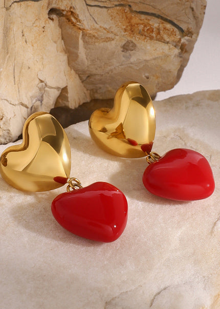 Jieding stainless steel niche design sense love drip oil earrings small and delicate earrings European and American Internet celebrity new earrings