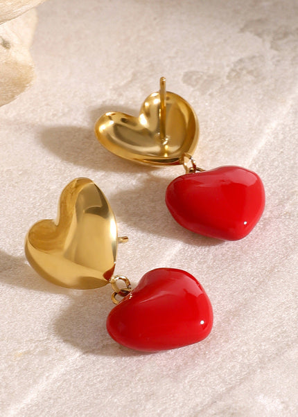 Jieding stainless steel niche design sense love drip oil earrings small and delicate earrings European and American Internet celebrity new earrings