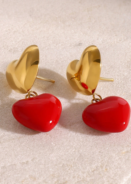 Jieding stainless steel niche design sense love drip oil earrings small and delicate earrings European and American Internet celebrity new earrings