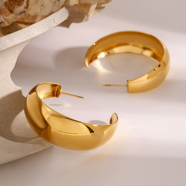 Jieding stainless steel double C earrings, high-quality ins, studs, exaggerated earrings, European and American titanium steel, non-fading jewelry, cross-border