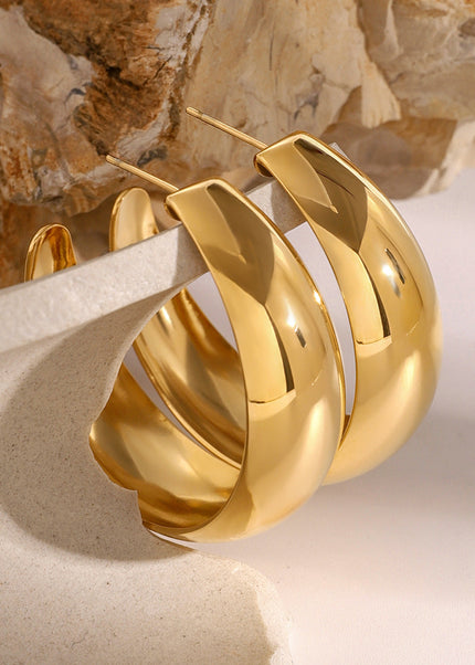 Jieding stainless steel double C earrings, high-quality ins, studs, exaggerated earrings, European and American titanium steel, non-fading jewelry, cross-border