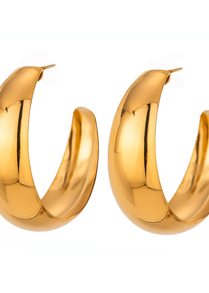 Jieding stainless steel double C earrings, high-quality ins, studs, exaggerated earrings, European and American titanium steel, non-fading jewelry, cross-border