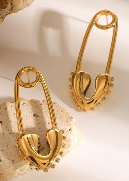 Jieding stainless steel 18k gold love pin earrings high-fashion versatile earrings European and American design trend jewelry