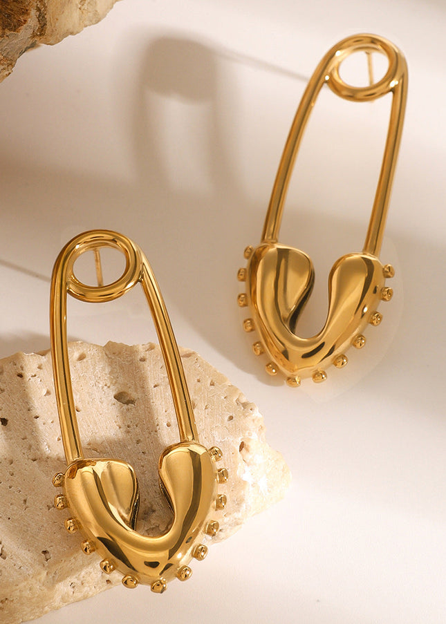 Jieding stainless steel 18k gold love pin earrings high-fashion versatile earrings European and American design trend jewelry