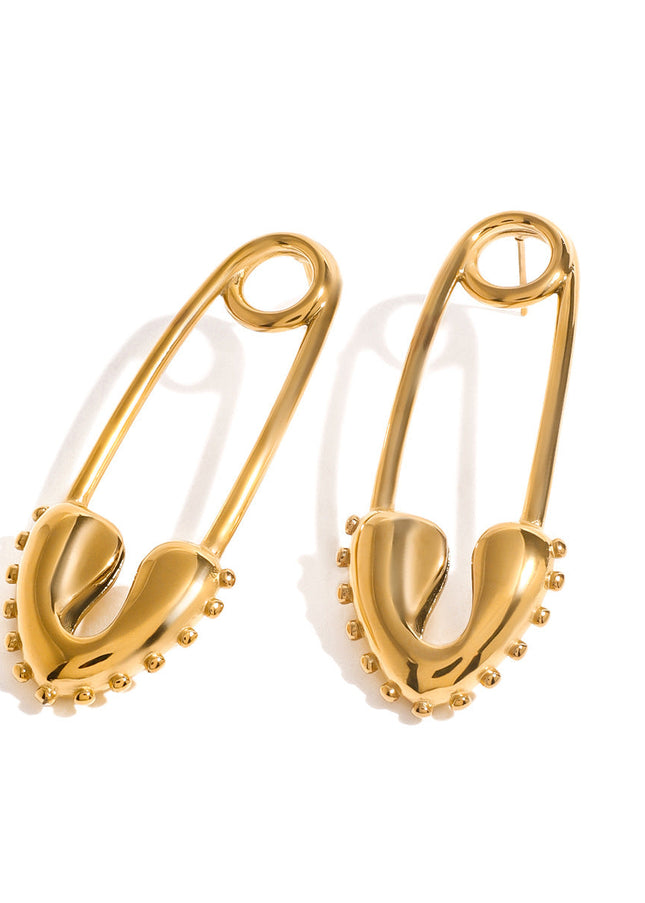 Jieding stainless steel 18k gold love pin earrings high-fashion versatile earrings European and American design trend jewelry