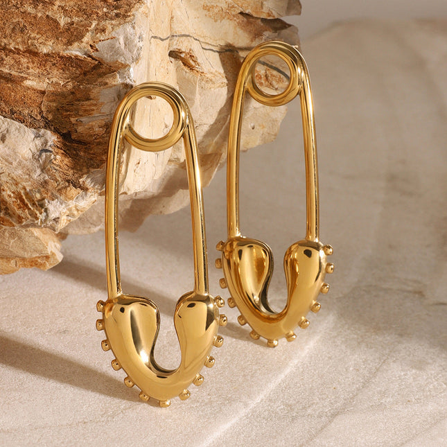 Jieding stainless steel 18k gold love pin earrings high-fashion versatile earrings European and American design trend jewelry