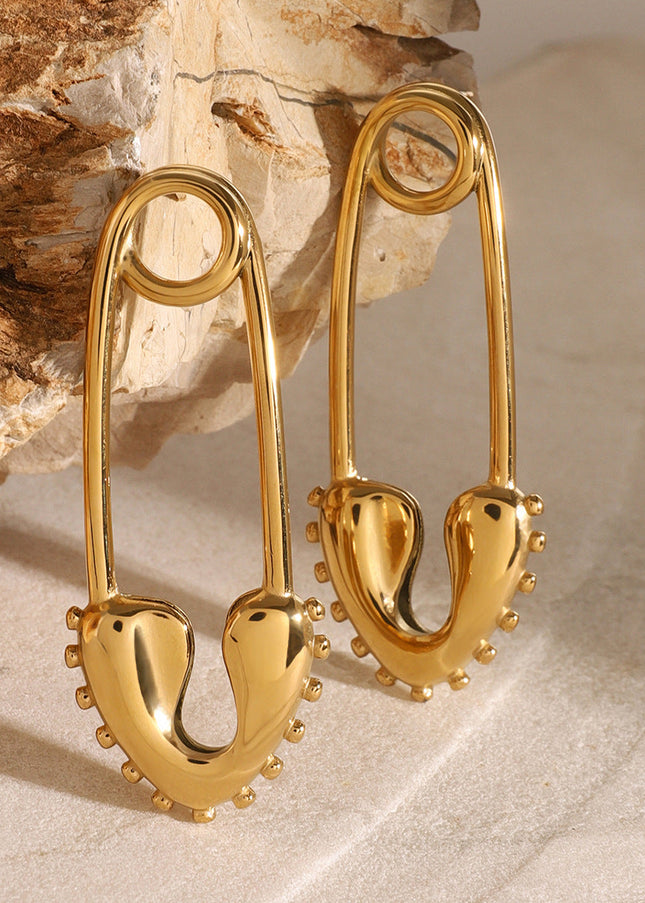Jieding stainless steel 18k gold love pin earrings high-fashion versatile earrings European and American design trend jewelry