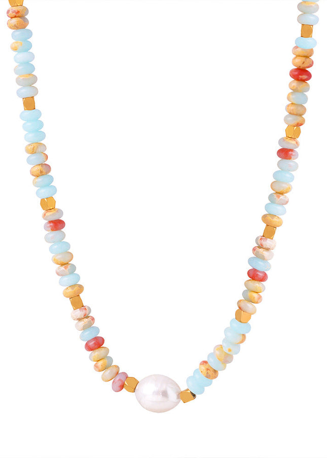 Cross-border new creative niche retro palace style gorgeous fashion hand-beaded clavicle chain pearl light luxury necklace