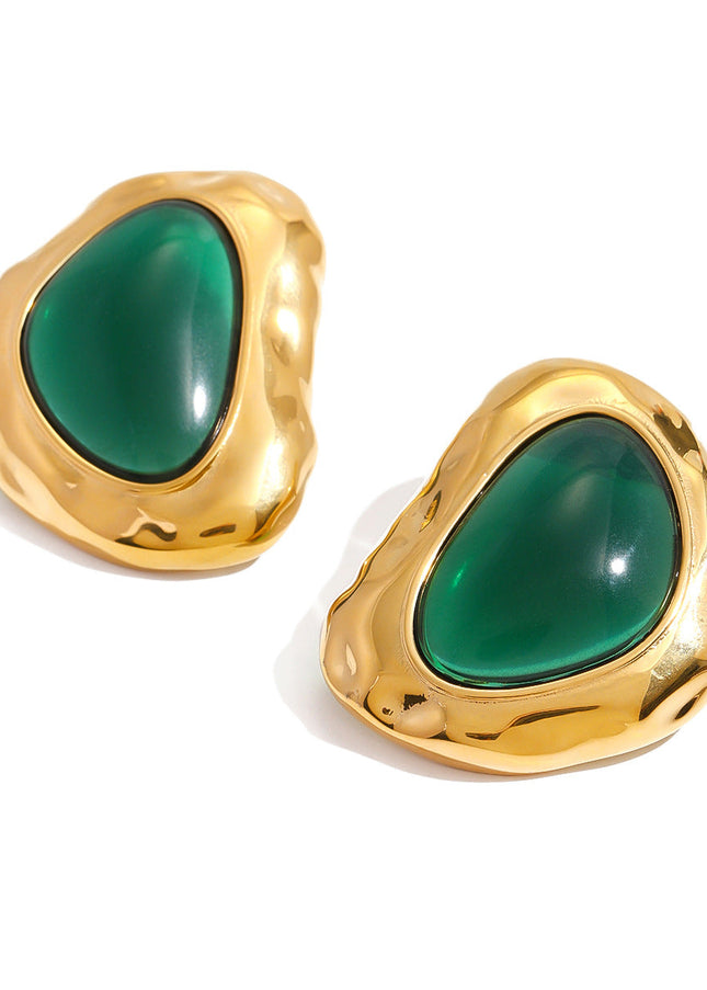 Jieding European and American stainless steel resin retro earrings luxury niche earrings titanium steel earrings cross-border earrings