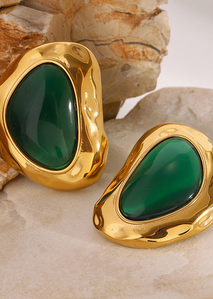 Jieding European and American stainless steel resin retro earrings luxury niche earrings titanium steel earrings cross-border earrings