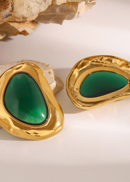 Jieding European and American stainless steel resin retro earrings luxury niche earrings titanium steel earrings cross-border earrings