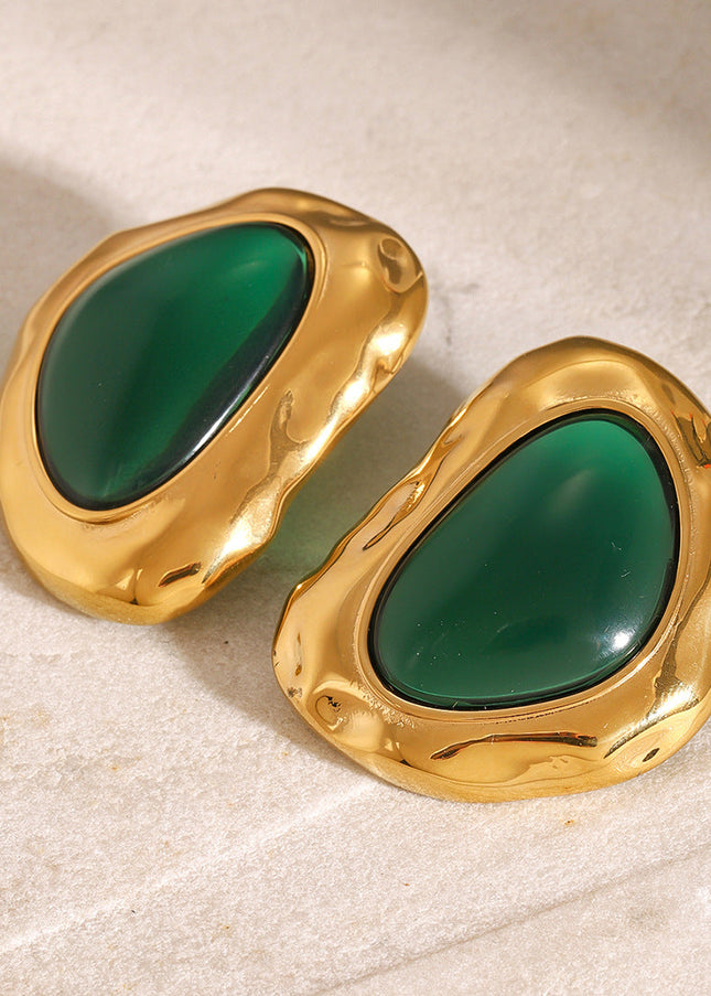 Jieding European and American stainless steel resin retro earrings luxury niche earrings titanium steel earrings cross-border earrings