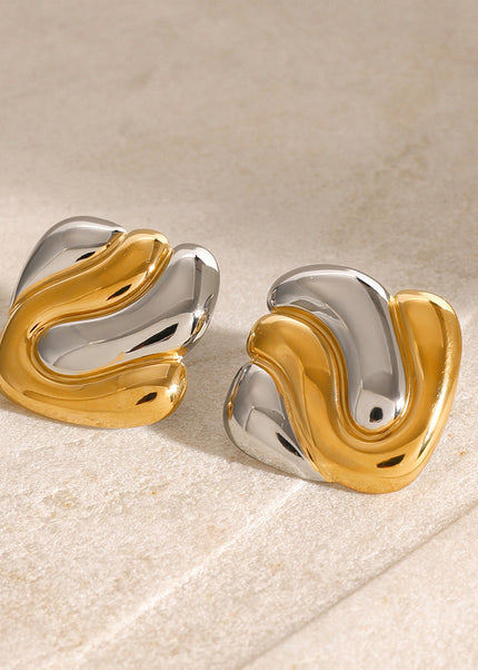 Jieding European and American stainless steel geometric earrings high-end ins color-matched contrasting earrings cross-border titanium steel earrings women