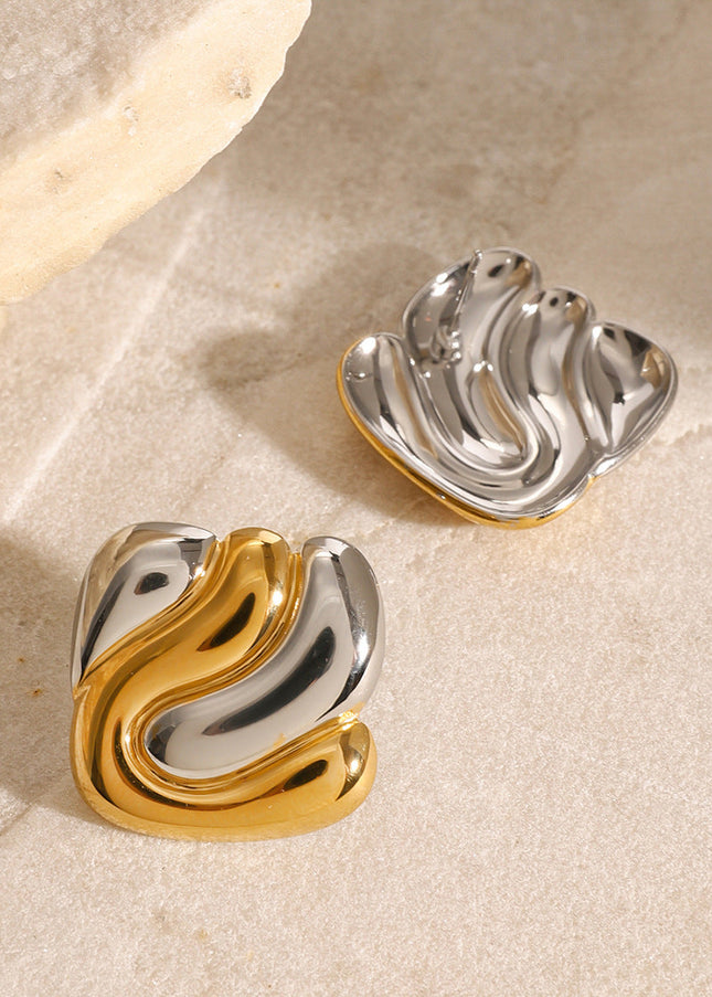 Jieding European and American stainless steel geometric earrings high-end ins color-matched contrasting earrings cross-border titanium steel earrings women