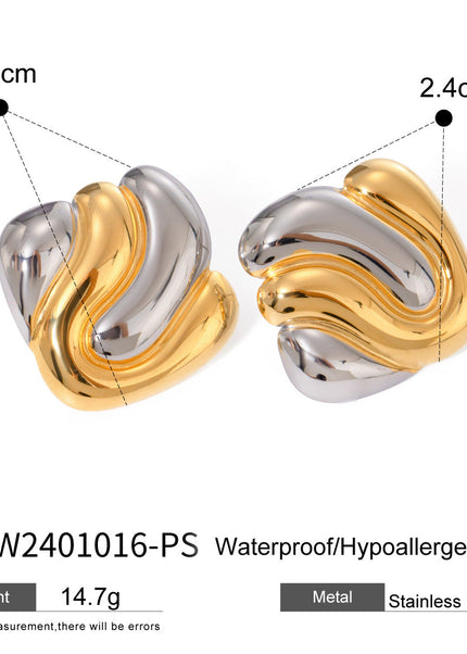 Jieding European and American stainless steel geometric earrings high-end ins color-matched contrasting earrings cross-border titanium steel earrings women