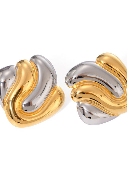 Jieding European and American stainless steel geometric earrings high-end ins color-matched contrasting earrings cross-border titanium steel earrings women