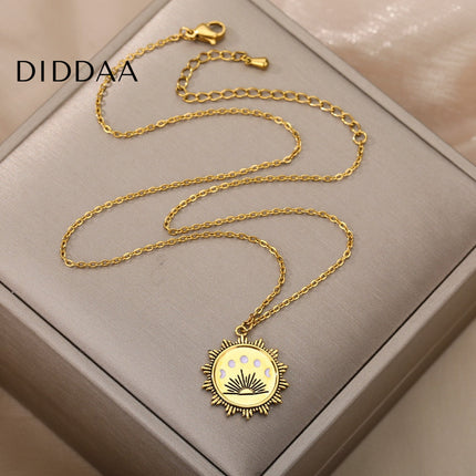 Femme Pendant Necklace | Gold Rising Sun Chain - Necklaces